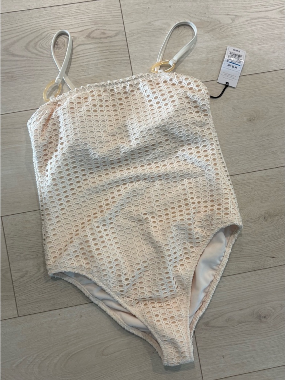 Shade & Shore Cream One-Piece Swimsuit with Textured Overlay